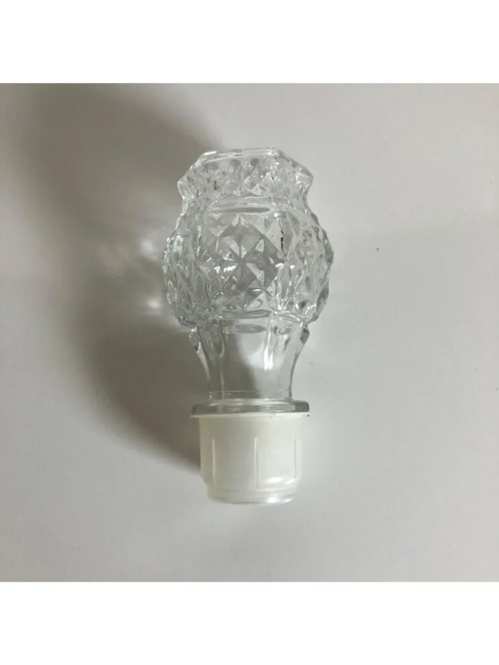 Vintage Pressed Glass Decanter Bottle with Stopper Diamond Cut Pattern